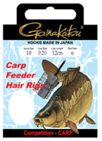 Gamakatsu BKS-3323B Karpfen Feeder Hair Rig 40cm Hakengröße 10