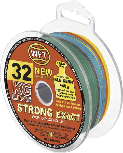 WFT KG Strong Multicolor Exakt mit 15m Bleikern Länge 450m Tragkraft 32kg