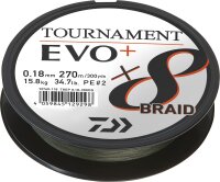 Daiwa Schnur Tournament X8 Braid Evo+ Dunkelgrün 270m Länge 270m Ø0,14mm