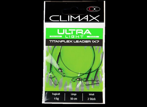 Climax Ultra Light Leader 1x7 Titan Länge 50cm, Tragkraft 4kg, Inhalt 2