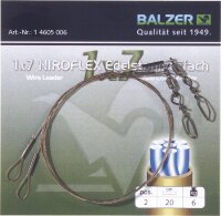 Balzer Niroflex Edelstahlvorfach 1x7 mit Karabinerwirbel/Schlaufe Länge 20cm Tragkraft 12kg
