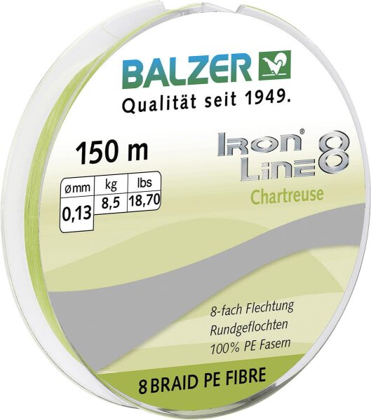 Balzer Schnur Iron Line 8 Chartreuse Länge 150m, ø 0,08mm