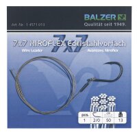 Balzer Niroflex Edelstahlvorfach 7x7 mit Einzelhaken und Schlaufe Länge 50cm Tragkraft 9kg