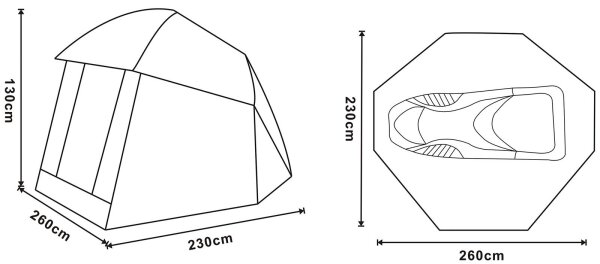 Pelzer Oval Umbrella Shelter I Maße 230x260x130cm
