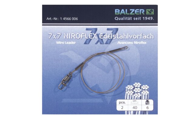 Balzer Niroflex Edelstahlvorfach 7x7 mit Karabiner und Schlaufe