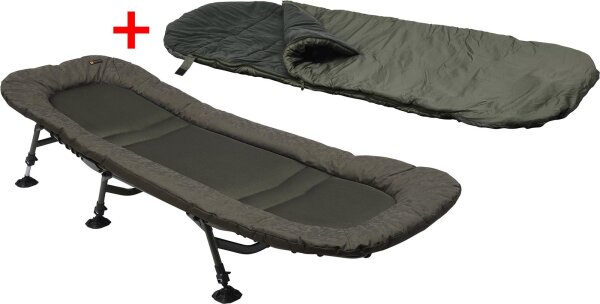 Set: Prologic Inspire Lite-Pro 6 Leg Bedchair 205x80cm (72704) inkl.Prologic Element Thermo Sleeping Bag 5 Season 215x90cm (72820)